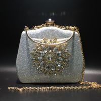 Blue Black Gold Pu Leather Solid Color Rhinestone Evening Bags main image 6