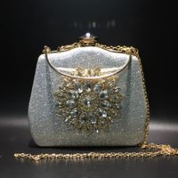 Blue Black Gold Pu Leather Solid Color Rhinestone Evening Bags main image video