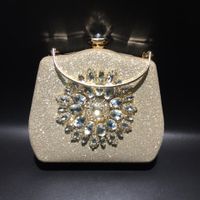 Blue Black Gold Pu Leather Solid Color Rhinestone Evening Bags main image 3