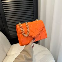 Women's Small Pu Leather Solid Color Vintage Style Classic Style Square Flip Cover Crossbody Bag sku image 2
