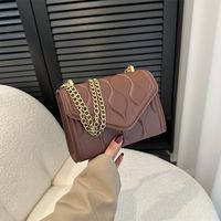 Women's Small Pu Leather Solid Color Vintage Style Classic Style Square Flip Cover Crossbody Bag sku image 4