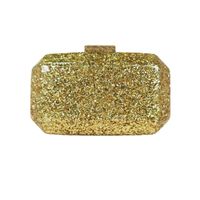 Gold White Blue Arylic Solid Color Square Evening Bags main image 4