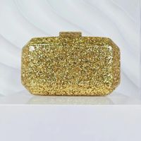 Gold White Blue Arylic Solid Color Square Evening Bags sku image 1