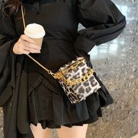 Women's Small Pu Leather Cows Zebra Leopard Cute Streetwear Square Lock Clasp Box Bag main image 3