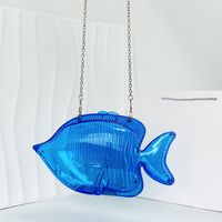 Bleu PVC Couleur Unie Transparent Poisson Sacs De Soirée main image 4