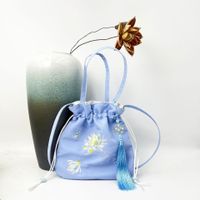 Women's Medium Cotton And Linen Flower Ethnic Style Embroidery String Crossbody Bag sku image 19