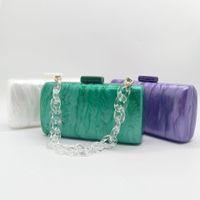 White Purple Green Arylic Solid Color Square Evening Bags main image 6
