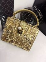 Black White Gold Arylic Flower Hollow Square Evening Bags main image 9