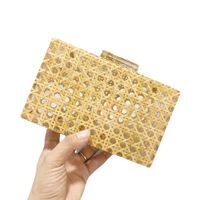 Yellow White Arylic Solid Color Hollow Square Evening Bags main image 1