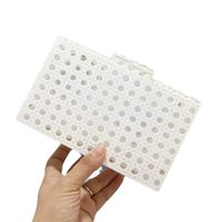 Yellow White Arylic Solid Color Hollow Square Evening Bags main image 3