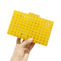 Yellow White Arylic Solid Color Hollow Square Evening Bags main image 4