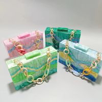 Green Pink Sky Blue Arylic Color Block Square Evening Bags main image 6