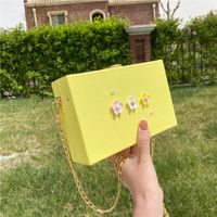 Women's Small Pu Leather Flower Cute Classic Style Square Lock Clasp Box Bag main image 2