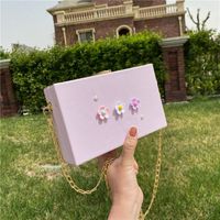 Women's Small Pu Leather Flower Cute Classic Style Square Lock Clasp Box Bag main image 5