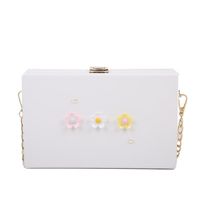 Women's Small Pu Leather Flower Cute Classic Style Square Lock Clasp Box Bag sku image 1