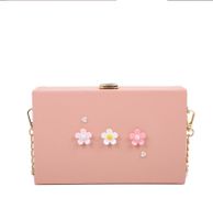 Women's Small Pu Leather Flower Cute Classic Style Square Lock Clasp Box Bag main image 4