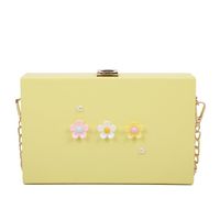 Women's Small Pu Leather Flower Cute Classic Style Square Lock Clasp Box Bag sku image 2