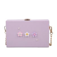 Women's Small Pu Leather Flower Cute Classic Style Square Lock Clasp Box Bag sku image 3