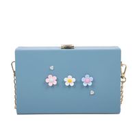 Women's Small Pu Leather Flower Cute Classic Style Square Lock Clasp Box Bag sku image 5