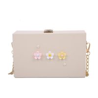 Women's Small Pu Leather Flower Cute Classic Style Square Lock Clasp Box Bag sku image 4
