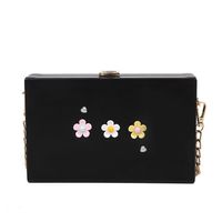 Women's Small Pu Leather Flower Cute Classic Style Square Lock Clasp Box Bag sku image 6
