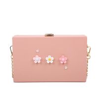 Women's Small Pu Leather Flower Cute Classic Style Square Lock Clasp Box Bag sku image 8