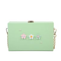 Women's Small Pu Leather Flower Cute Classic Style Square Lock Clasp Box Bag sku image 7