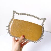 Black Skin Color Orange Arylic Solid Color Oval Evening Bags main image 4