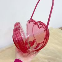 Rose Rouge PVC Forme De Cœur Couleur Unie Transparent En Forme De Coeur Sacs De Soirée main image 4
