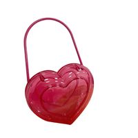 Rose Rouge PVC Forme De Cœur Couleur Unie Transparent En Forme De Coeur Sacs De Soirée main image 5