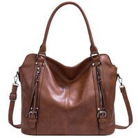 Women's Large Pu Leather Solid Color Vintage Style Zipper Bag Sets Tote Bag main image 6