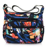 Frau Mittel Nylon Blume Basic Reißverschluss Schultertasche sku image 5