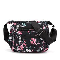 Frau Mittel Nylon Blume Basic Reißverschluss Schultertasche sku image 10