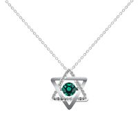 Sterling Silver IG Style Shiny Hollow Out Inlay Pentagram Lab-grown Gemstone Pendant Necklace sku image 1