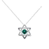 Sterling Silver IG Style Shiny Hollow Out Inlay Pentagram Lab-grown Gemstone Pendant Necklace main image 2