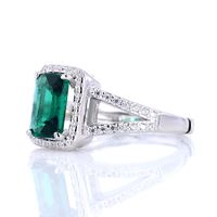 Sterling Silver White Gold Plated Luxurious Shiny Inlay Square Artificial Gemstones Adjustable Ring main image 4