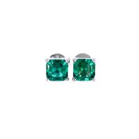 1 Pair Simple Style Shiny Square Inlay Sterling Silver Lab-grown Gemstone Ear Studs main image 4