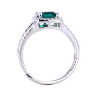 Sterling Silver White Gold Plated Luxurious Shiny Inlay Square Artificial Gemstones Adjustable Ring main image 3