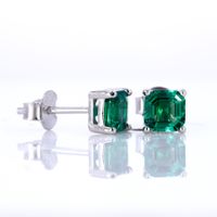 1 Pair Simple Style Shiny Square Inlay Sterling Silver Lab-grown Gemstone Ear Studs main image 3