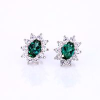1 Pair Simple Style Shiny Flower Inlay Sterling Silver Lab-grown Gemstone Ear Studs main image 5