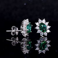 1 Pair Simple Style Shiny Flower Inlay Sterling Silver Lab-grown Gemstone Ear Studs main image 3