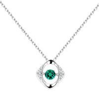 Sterling Silver 18K Gold Plated Simple Style Shiny Inlay Round Lab-grown Gemstone Pendant Necklace main image 3