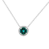 Sterling Silver IG Style Shiny Inlay Round Lab-grown Gemstone Necklace sku image 1
