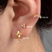 1 Piece Casual French Style Triangle Windmill Inlay Copper Zircon Ear Studs main image 5