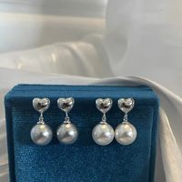 1 Pair Simple Style Heart Shape Plating Sterling Silver Drop Earrings main image 1