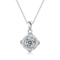 Sterling Silver Simple Style Shiny GRA Certificate Inlay Geometric Moissanite Pendant Necklace sku image 1