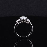 Sterling Silver Simple Style Shiny GRA Certificate Plating Inlay Round Moissanite Rings main image 3