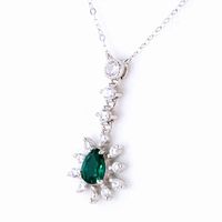 Sterling Silver 18K Gold Plated Simple Style Shiny Inlay Water Droplets Lab-grown Gemstone Pendant Necklace main image 5