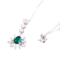 Sterling Silver 18K Gold Plated Simple Style Shiny Inlay Water Droplets Lab-grown Gemstone Pendant Necklace main image 4