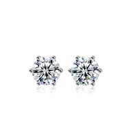Sterling Silver Simple Style Shiny GRA Certificate Inlay Geometric Moissanite Ear Studs sku image 1